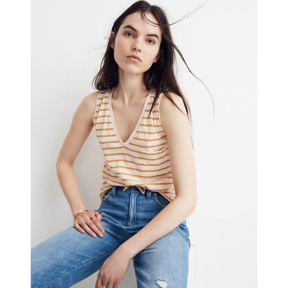 Madewell Tops - NWT Madewell Whisper Cotton V-Neck Pocket Tank M